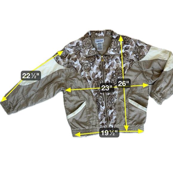 Vtg Womens 90s Workout Set Windbreaker Jacket & Pants Sz M Beige Golden Girl SEE - Picture 4 of 16